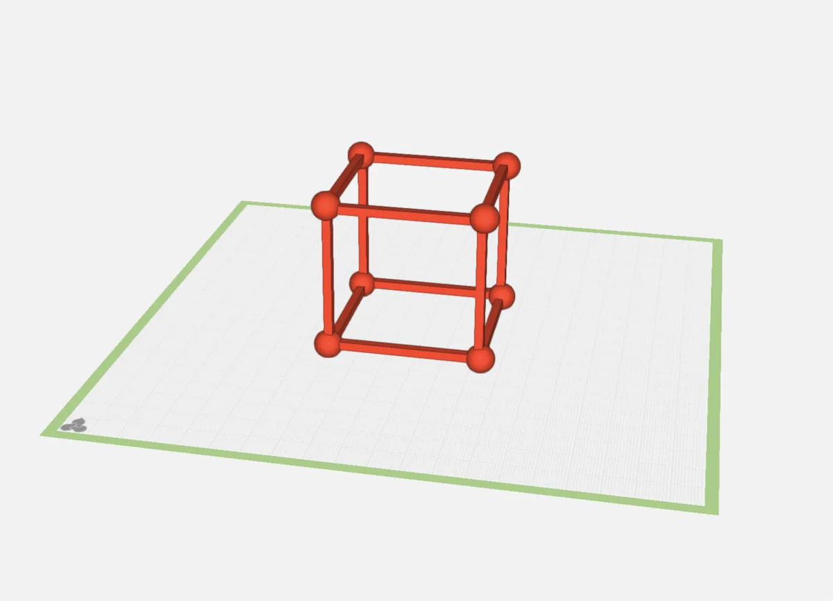 3D-Modell in TinkerSchool: Kantenmodell eines Würfels